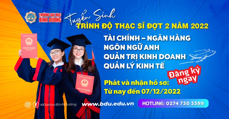 Trường Đại học Bình Dương thông báo tuyển sinh Thạc sĩ đợt 2 năm 2022