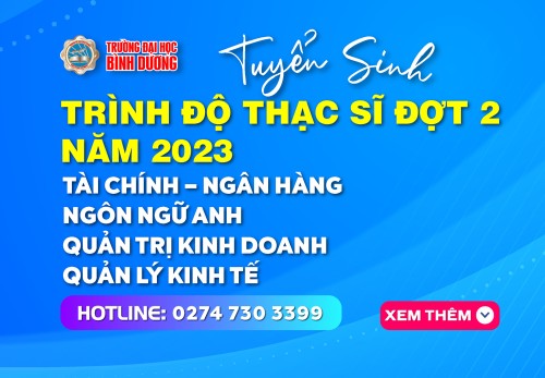 Trường Đại học Bình Dương thông báo tuyển sinh Thạc sĩ đợt 2 năm 2023